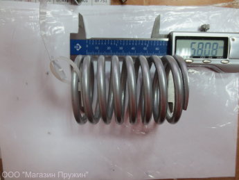 Пружина сжатия 5х50х69х6/8 Сталь 70 Цинк 6 С шлифовкой торцов